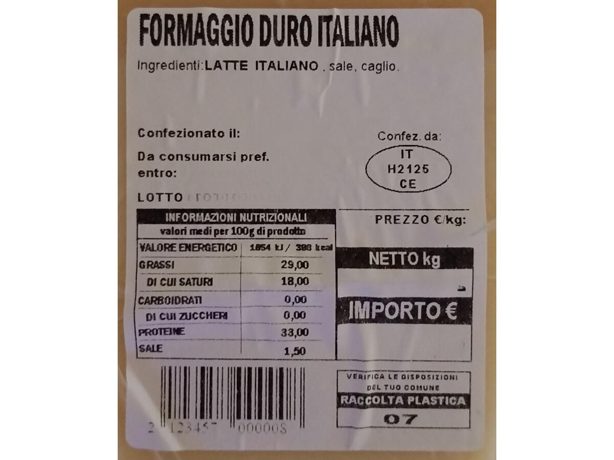 etichetta 1 GRANTOBIA FORMAGGIO A PASTA DURA CIRCA 400 GR
